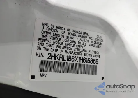 2001 Honda Odyssey Ex z USA, uszkodzony, nr VIN 2HKRL186X1H615866